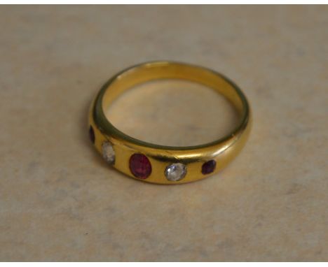 18ct gold ruby and diamond ring, total approx weight 6.9g, Ring Size T