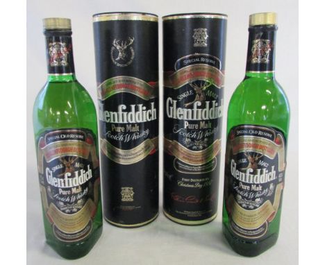 2 bottles of Glenfiddich Special Old Reserve single malt Scotch whisky 75 cl and 70 cl 40% proof
