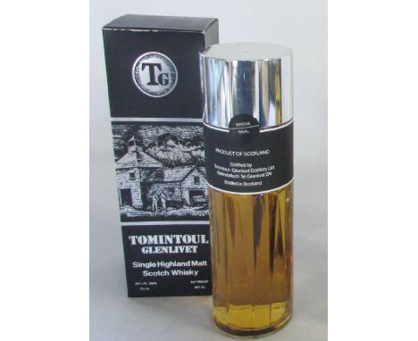 Boxed bottle of Tomintoul Glenlivit single Highland Scotch whisky 75 cl 70% proof