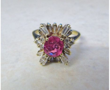 9ct gold diamond & ruby ring size N