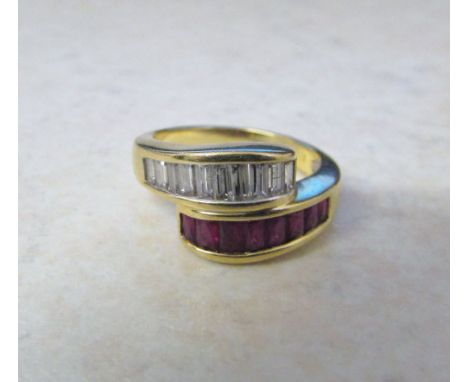 18ct gold ruby and diamond ring size L