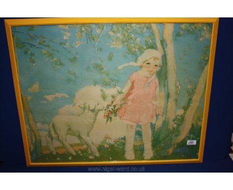 A large Albert Hencke 'Mary and Her Lamb' Lithograph, 1928.