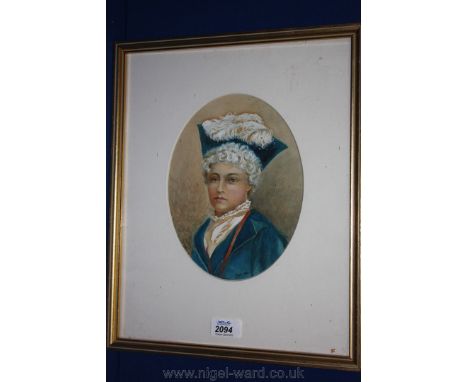 A Watercolour Portrait, signed C.M.T., 1880