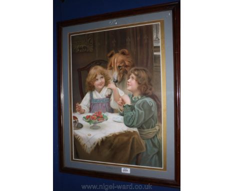 A framed and mounted Victorian print 'Ladies First'.