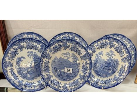 6 Blue &amp; White dinner plates from the 'Blue Collection' by Spode