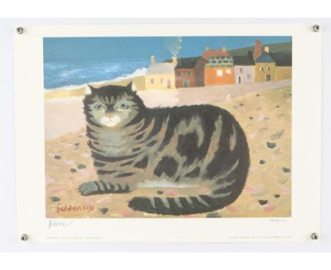 Mary Fedden (British, 1915-2012), 'Cat on a Cornish Beach', 1991, print in colours, ed. 468/500, signed in pencil to margin, 
