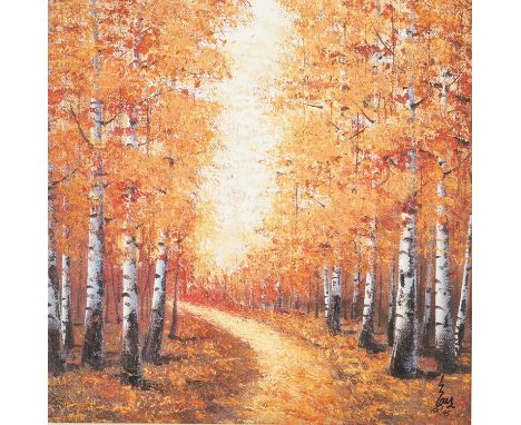 Inam (contemporary), 'Season of Gold', limited-edition embellished print on board, ed. 154/195, signed lower right, framed, b