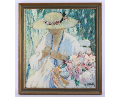 § Rodolphe Strebelle (Belgian, 1880-1959), portrait of a seated woman wearing a hat, oil on canvas, signed lower right, 66 x 