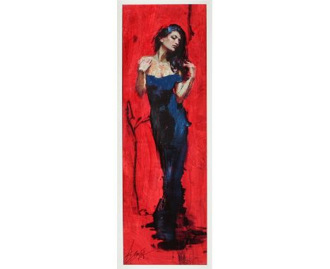 Henry Asencio (contemporary), 'Eternal Beauty', limited-edition embellished print, ed. 70/75, signed lower right, 74 x 23cm, 