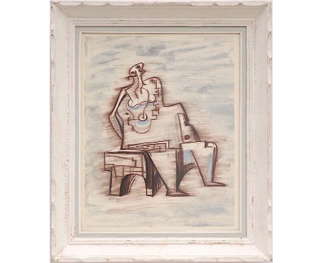 HENRY MOORE 'Seated Figure', 1958, off set lithograph, framed and glazed. 