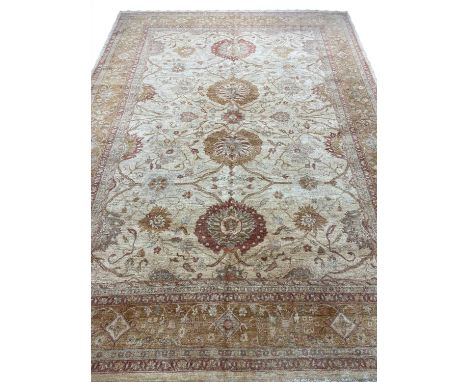 FINE SULTANABAD CARPET, 427cm x 305cm, palmette and vine design ivory field. 