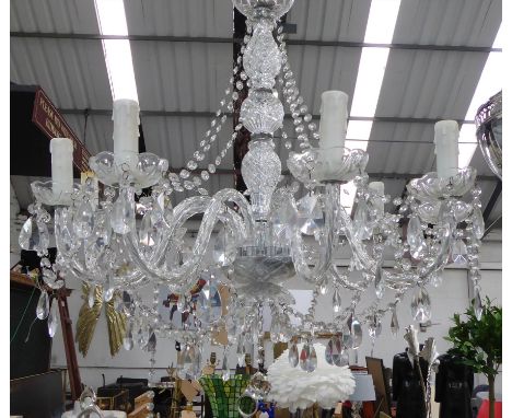 CHANDELIER, cut glass and perspex, nine branch, 120cm Drop approx. (slight faults) 