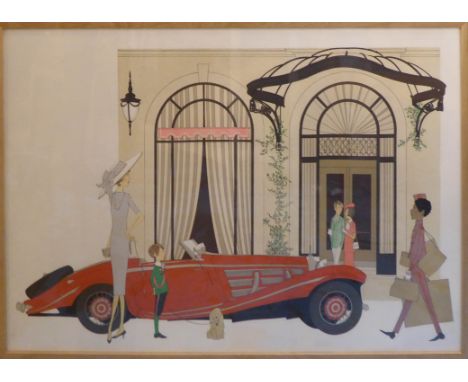 DENIS NOYER 'Hotel Parisien', Art Deco lithograph, 75cm x 105cm, framed and glazed. (Subject to ARR - see Buyers Conditions) 