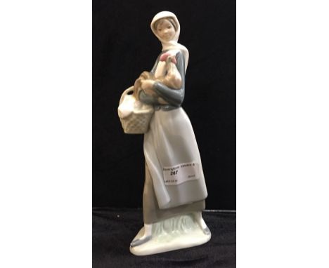 A Lladro girl with chicken and basket