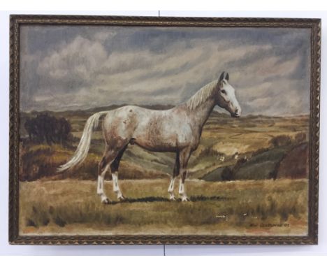 Neil Cawthorne (British b.1936): A portrait of a horse in a landscape, oil on board, signed and dated '63, an early work, 40 