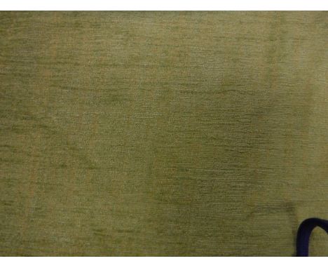 Two pairs of green Chenille interlined curtains, one pair with fixed triple pinch pleat heading 262cm drop x 90cm width at to
