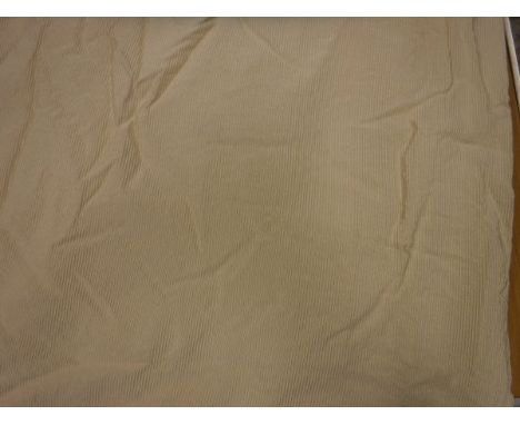 A pair of corded silk cream and curtains, lined, with fixed goblet headings, approx 246 cm drop x 140 cm wide at top CONDITIO