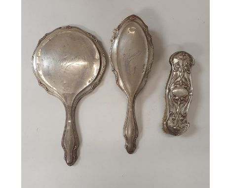 A box of assorted sundry items to include a Victorian foot stool of circular form, a leather carriage clock case, silver back