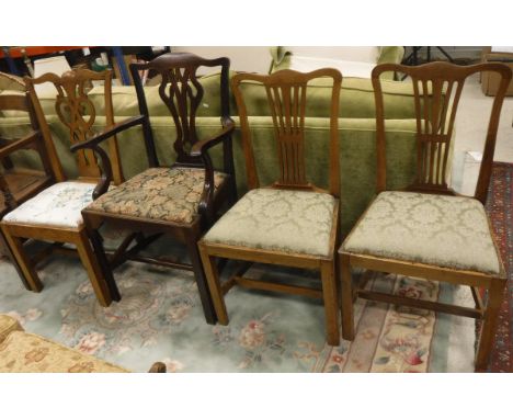 Four various 18th/19th Century provincial Chippendale dining chairs