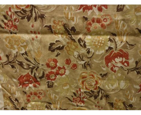 Three boxes of assorted fabric, curtains, scatter cushions etc