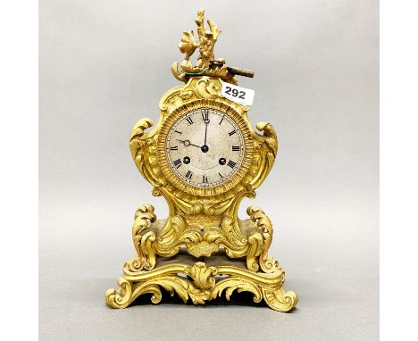 A 19thC French gilt bronze mantel clock.