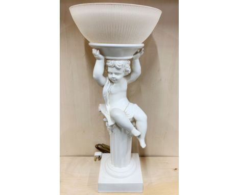 A mid 20thC ceramic figure lamp of a cherub by Italiart, H. 77cm.