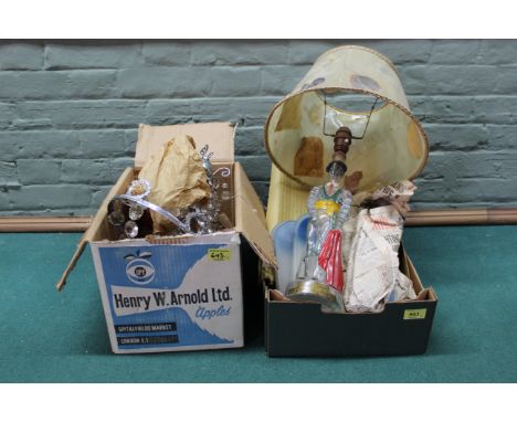 A vintage metal and glass light fitting (broken down and stored since 1953), a selection of other glass light panels (these s