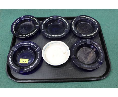 Six assorted vintage 'Players Cigarettes' ash trays