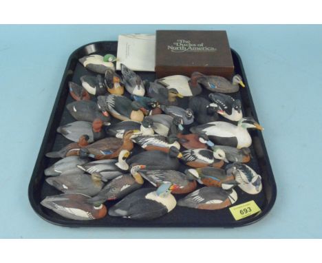 William J Koelpin for the Franklin Gallery Collection of thirty five miniature decoy ducks, each hand painted with certificat