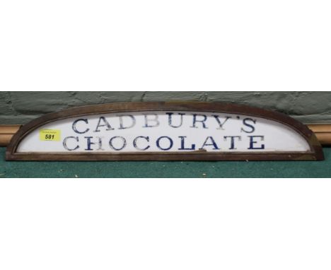 A vintage advertisement sign in mahogany frame for 'Cadbury's Chocolate' (as found)