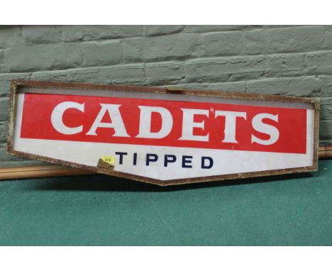 A vintage perspex advertising sign for 'Cadets Tipped' in metal frame