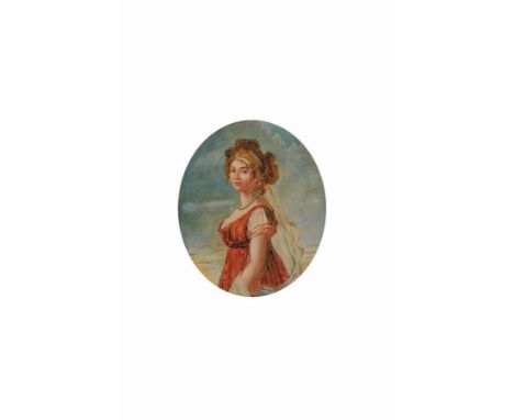 Unbekannter Künstler, um 1900,  Porträt einer Frau im Biedermeiergewand, Öl/Lwd, unsign., ca. 40x30cm, R. ca. 56x46cmUnidenti