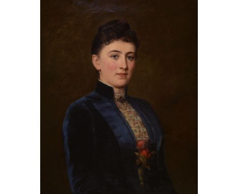 C. Michel oder Nickel, datiert 1838,  Porträt einer jungen Frau mit Brosche, Haar- und Blumenschmuck, Öl/Lwd, seitlich rechts