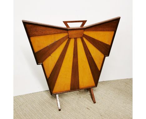 A handmade Art Deco style 1950's oak firescreen, H. 62cm.