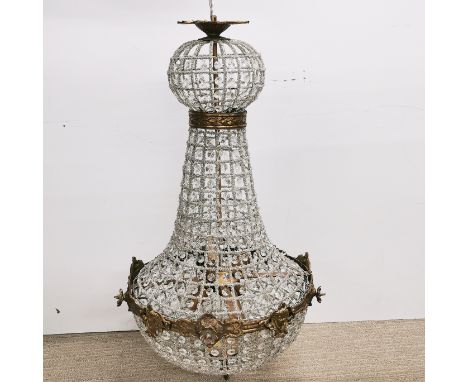 An ormolu mounted hanging glass ceiling light.