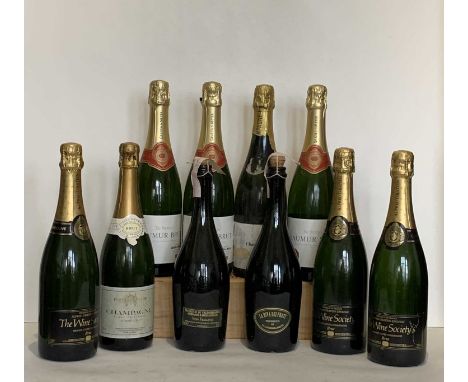 10 Bottles Mixed Lot Champagne, Wine Society Saumur Brut and Prosecco di Valdobbiadene comprising : 3 bottles Champagne Alfre