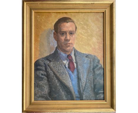 Shiavax Chavda 1914-1990. Indian. Oil on canvas. “Portrait of a Gentleman”. Chavda was at studying in London from 1935 and th