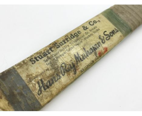 VINTAGE HOCKEY STICK USED BY INDIAN OLYMPIC TEAM AT MELBOURNE OLYMPIAD 1956WITH FACSIMILE SIGNATURES OF THE GOLD MEDAL-WINNIN