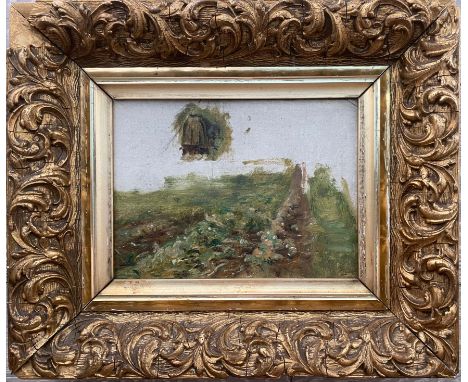 Robert McGregor RSA 1848-1922. Scottish. Oil on board. “Tending the Cabbage Patch”. Signed in wet paint lower right. Measures