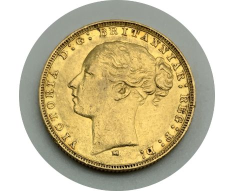 1880 FULL GOLD SOVEREIGN WITH QUEEN VICTORIA YOUNG HEAD PORTRAIT MELBOURNE MINT