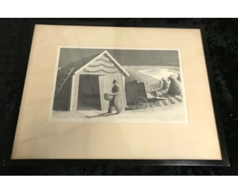 SEED TIME AND HARVEST FRAMED SIGNED LITHOGRAPH BY GRANT WOOD (1892-1942)