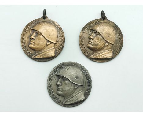 TWO BRONZE &amp; ONE SILVER ITALIAN WAR MEDALS