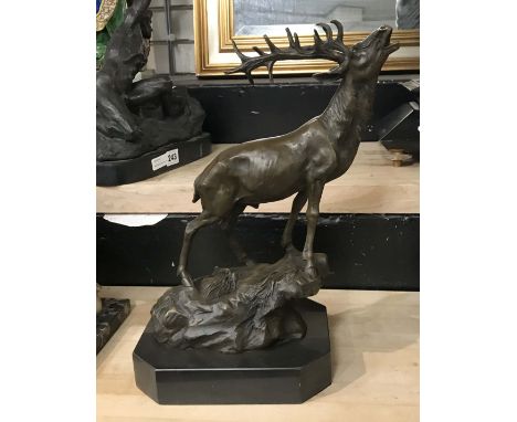 BRONZE STAG ON MARBLE BASE