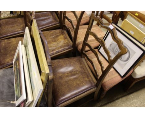 A set of six George III style mahogany ladder back dining chairs