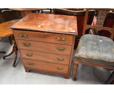 A 19th Century and later four drawer chest of small proportions, possibly converted from box commode, width approx. 63cm, top