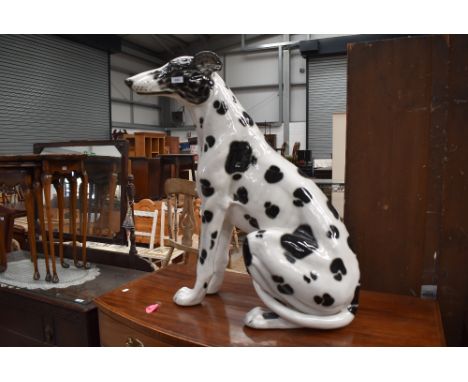 A large life size ceramic Dalmation, height approx. 84cm