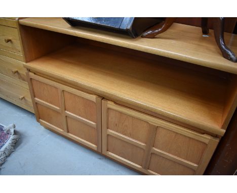 A light teak Nathan entertainment or low side cabinet, width approx. 102cm