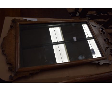 A Chippendale style wall mirror, width approx.37cm, and a period mirror in frame (af)