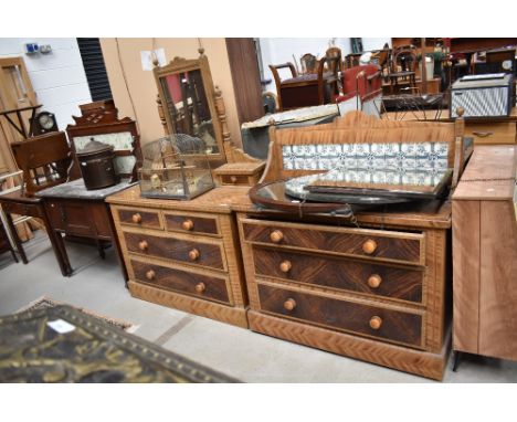 A 19th Century scumbled pine dressing table and tile back washstand