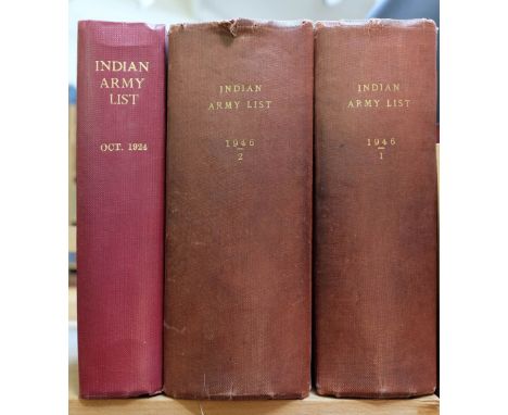 Indian Army Lists. The Indian Army List October 1924, Calcutta, 1924, some soiling and marginal fraying at front and rear, mo